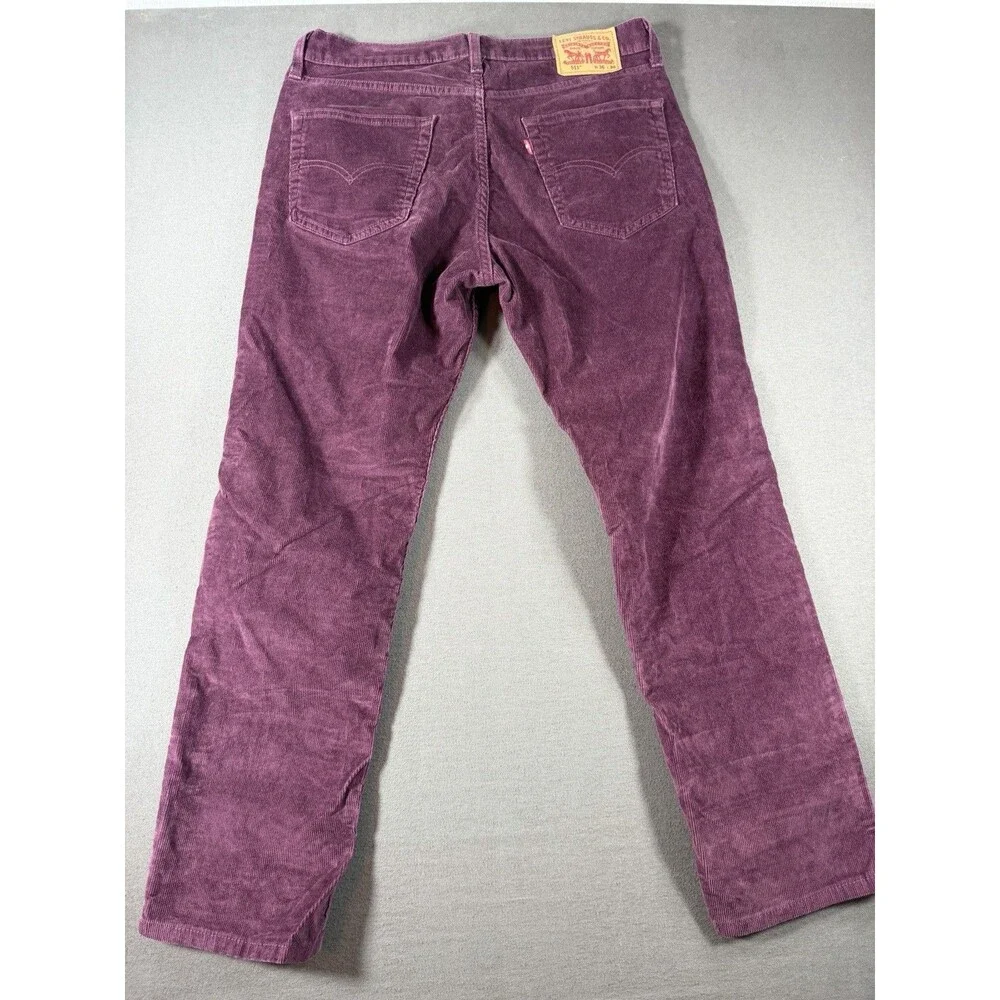 Levi's 511 Corduroy Pants Mens 36x30 Velvet Burgundy Slim Fit Stretch